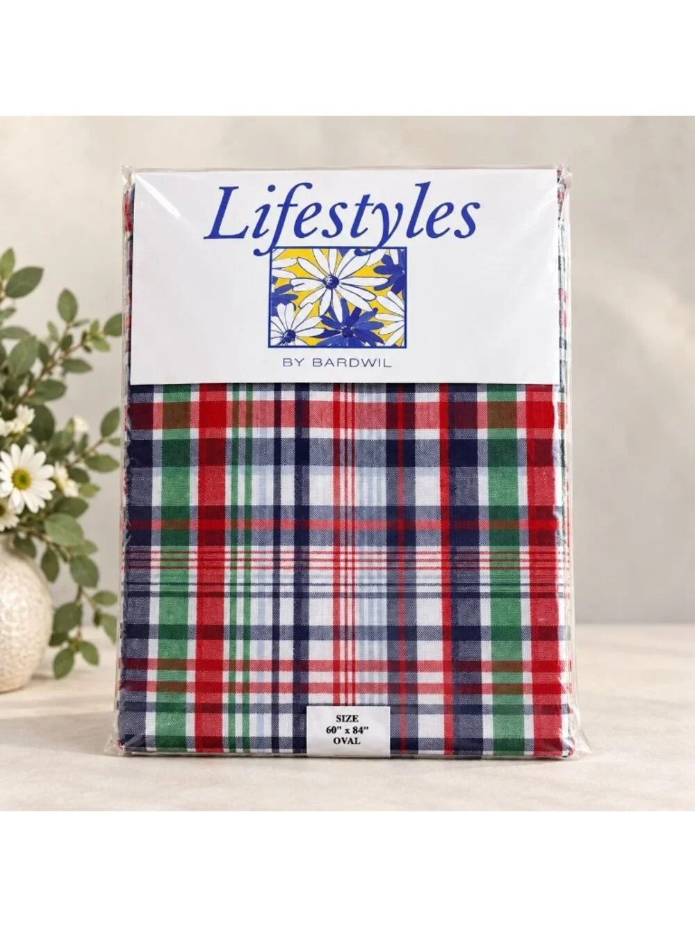 Bardwil Oval Tablecloth Plaid 60